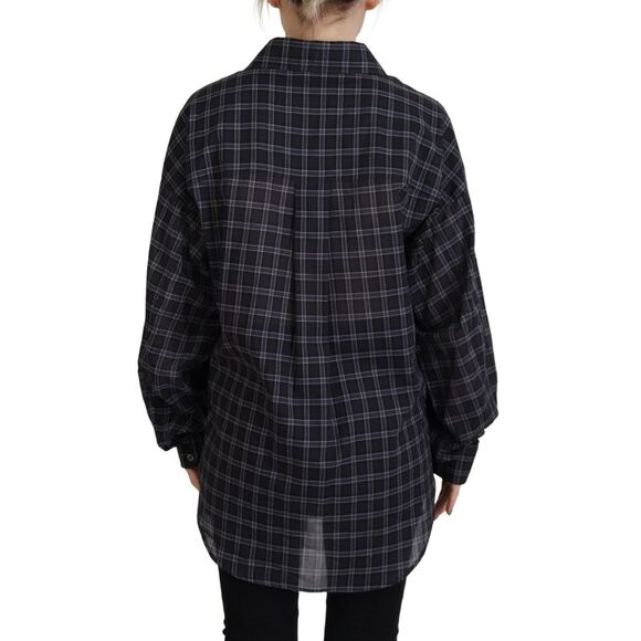 Dsquared² Black Checkered Collared Button Long Sleeves Women's Shirt (Pre-Owned) - Picture 3 of 5